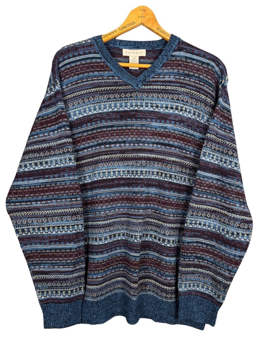 Vintage Fair Isle Grandpa Sweater Blue Bookish Academia Knit Pullover Oversized